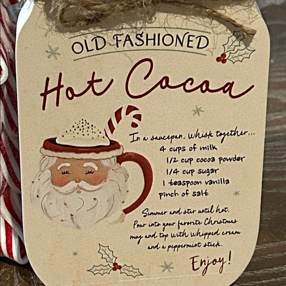 NEW! Christmas Holiday Farmhouse Old Fashioned Hot Cocoa Mason Jar Wood Sign